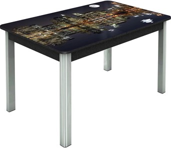 Кухонный раздвижной стол Гамбург исп.1 ноги метал. крашеные №23, Фотопечать (Города №8) в Черкесске