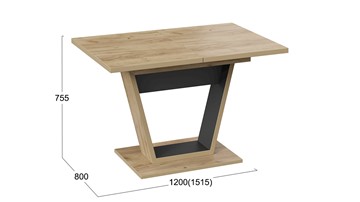 Кухонный стол раздвижной Гавана тип 1 (Дуб крафт золотой/Черный) в Черкесске - предосмотр 5