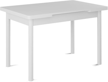 Кухонный раскладной стол Милан-1 EVO, ноги металлические белые, белый цемент в Черкесске