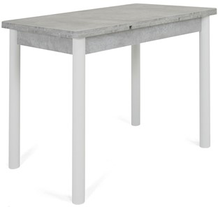 Кухонный стол раздвижной Милан-1 EVO, ноги металлические белые, светлый цемент в Черкесске