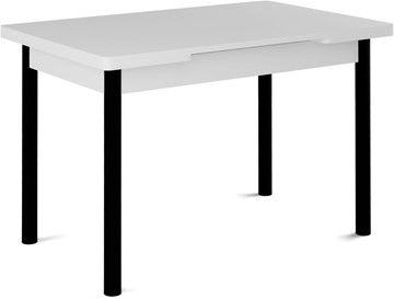 Кухонный раздвижной стол Милан-1 EVO, ноги металлические черные, белый цемент в Черкесске