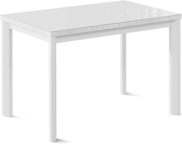 Кухонный раздвижной стол Нагано-1G (ноги металлические белые, стекло cristal/белый цемент) в Черкесске