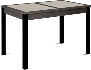 Кухонный раздвижной стол Ницца-1 ПЛ (ноги черные, плитка бежевая/серый камень) в Черкесске