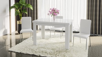 Кухонный раздвижной стол Норман тип 1, цвет Белый/Стекло белый глянец в Черкесске - предосмотр 4