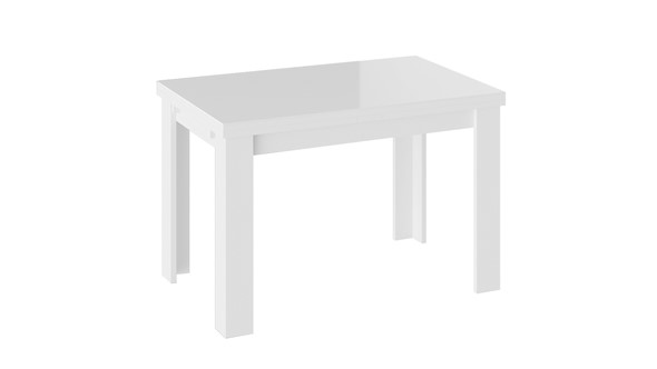 Кухонный раздвижной стол Норман тип 1, цвет Белый/Стекло белый глянец в Черкесске - изображение
