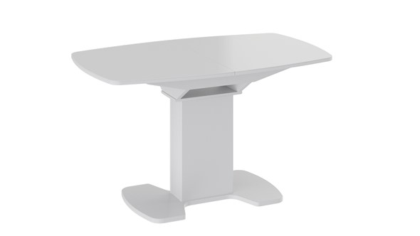 Кухонный раздвижной стол Портофино (СМ(ТД)-105.02.11(1)), цвет Белый глянец/Стекло белое в Черкесске - изображение