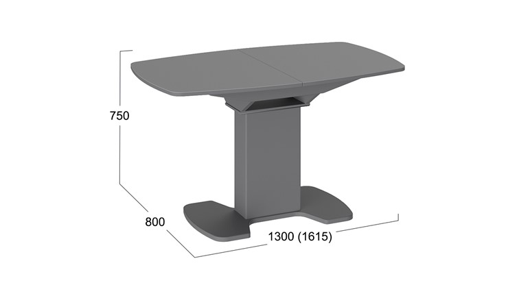 Кухонный стол раздвижной Портофино (СМ(ТД)-105.02.11(1)), цвет Серое/Стекло серое матовое LUX в Черкесске - изображение 1