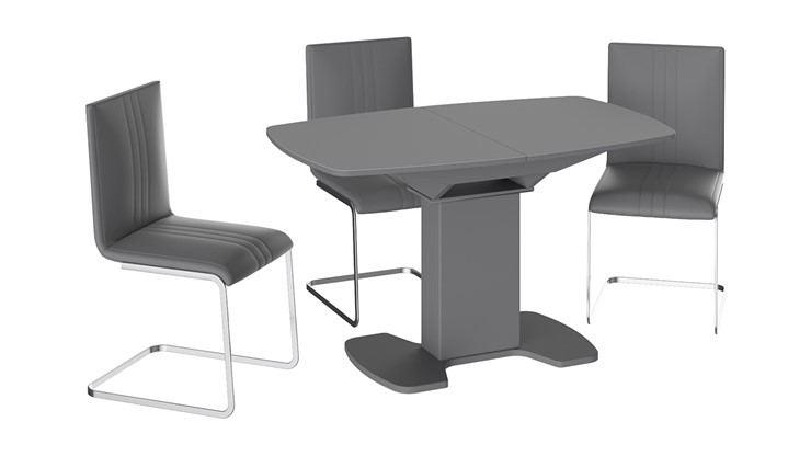 Кухонный стол раздвижной Портофино (СМ(ТД)-105.02.11(1)), цвет Серое/Стекло серое матовое LUX в Черкесске - изображение 2
