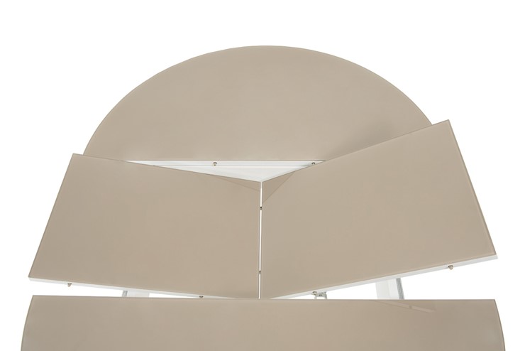 Кухонный стол раскладной Ривьера исп. круг хром №5 (стекло белое/черный) в Черкесске - изображение 4
