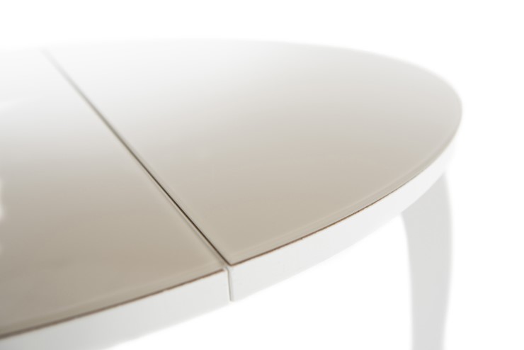 Кухонный стол раскладной Ривьера исп. круг хром №5 (стекло белое/черный) в Черкесске - изображение 6