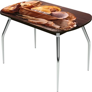 Кухонный раскладной стол Ривьера исп.1 ноги метал. крашеные №24 Фотопечать (Хлеб №3 в Черкесске