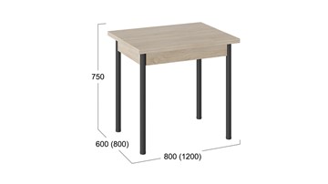 Кухонный стол раскладной Родос тип 2 с опорой d40 (Черный муар/Дуб Сонома) в Черкесске - предосмотр 2