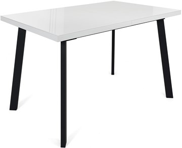 Кухонный стол раздвижной Сальвадор-2G (ноги черные, стекло cristal/белый цемент) в Черкесске