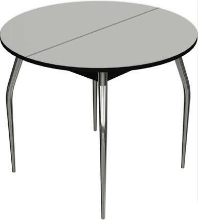 Кухонный стол раскладной Ривьера исп. круг хром №5 (стекло белое/черный) в Черкесске - изображение