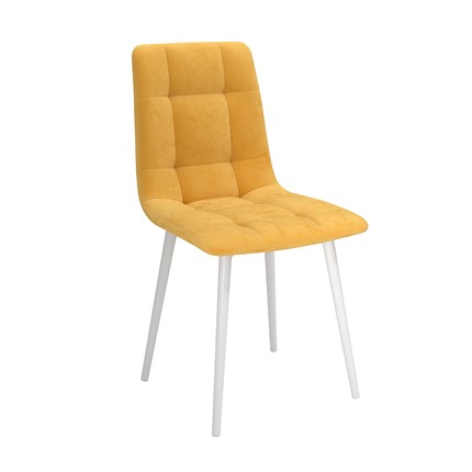 Обеденный стул Белла, велюр тенерифе куркума/Цвет металл белый в Черкесске - изображение