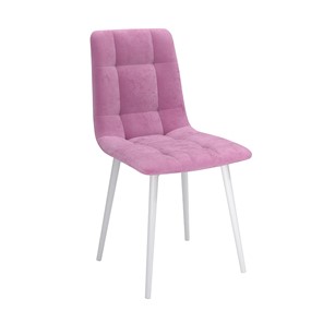 Обеденный стул Белла, велюр тенерифе розовый/Цвет металл белый в Черкесске