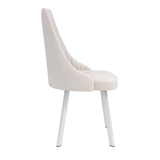 Обеденный стул Лион, велюр тенерифе крем/Цвет металл белый в Черкесске - изображение 2