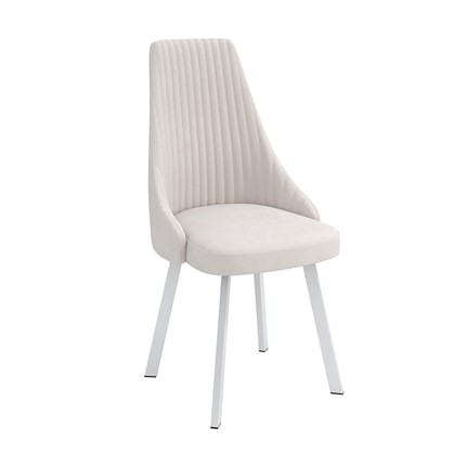 Обеденный стул Лион, велюр тенерифе крем/Цвет металл белый в Черкесске - изображение