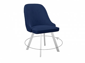 Кухонный стул 266 поворотный, микровелюр K17 синий, ножки белые в Черкесске