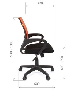 Кресло компьютерное CHAIRMAN 696 black Сетчатый акрил DW66 оранжевый в Черкесске - предосмотр 2