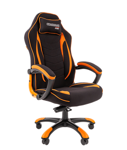 Кресло игровое CHAIRMAN GAME 28 Полиэстер комбинированная ткань оранжевый/черный в Черкесске