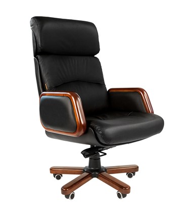 Кресло компьютерное CHAIRMAN 417 кожа черная в Черкесске - изображение