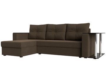 Угловой диван с оттоманкой Атланта Лайт, Коричневый (рогожка) в Черкесске