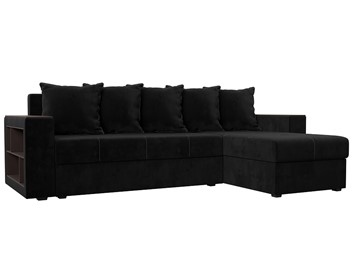 Угловой диван с оттоманкой Дубай Лайт, Черный (велюр) в Черкесске