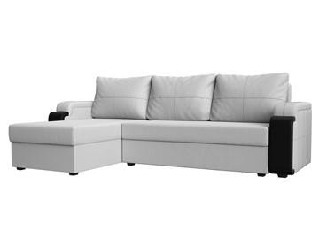 Угловой диван с оттоманкой Николь лайт, Белый/Черный (экокожа) в Черкесске