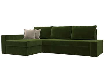 Угловой диван для гостиной Версаль, Зеленый/Бежевый (микровельвет) в Черкесске