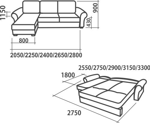 Угловой диван Аккордеон-1, 330 (круглые подлокотники) с коробом в Черкесске - изображение 1
