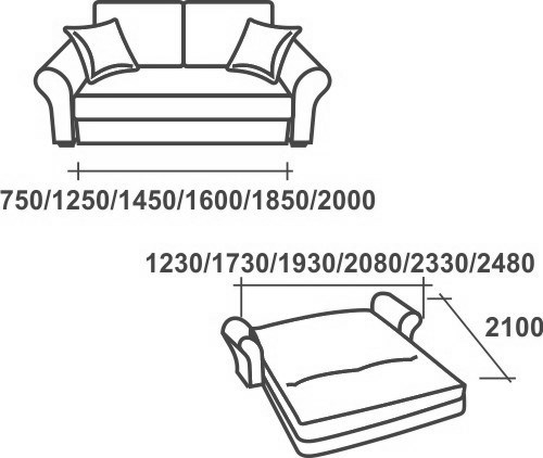 Прямой диван Аккордеон-1, 140 (круглые подлокотники) в Черкесске - изображение 2