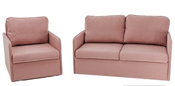 Комплект мебели Амира розовый диван + кресло в Черкесске
