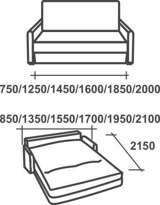 Прямой диван Аккордеон-М, 155 в Черкесске - изображение 1