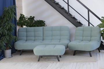 Комплект мебели Абри цвет мята кресло + диван + пуф опора металл в Черкесске