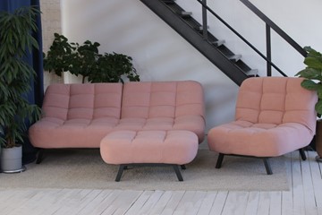 Комплект мебели Абри розовый кресло + диван + пуф опора металл в Черкесске