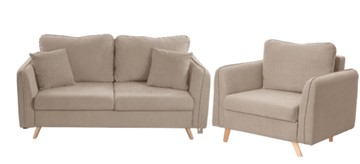 Комплект мебели Бертон бежевый диван+ кресло в Черкесске