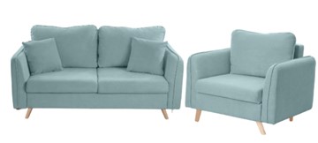 Комплект мебели Бертон голубой диван+ кресло в Черкесске