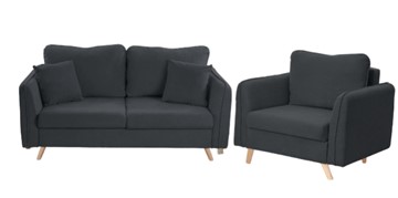 Комплект мебели Бертон графит диван+ кресло в Черкесске