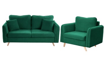Комплект мебели Бертон изумрудный диван+ кресло в Черкесске