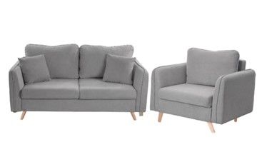 Комплект мебели Бертон серый диван+ кресло в Черкесске
