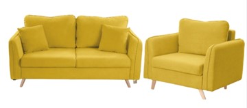 Комплект мебели Бертон желтый диван+ кресло в Черкесске