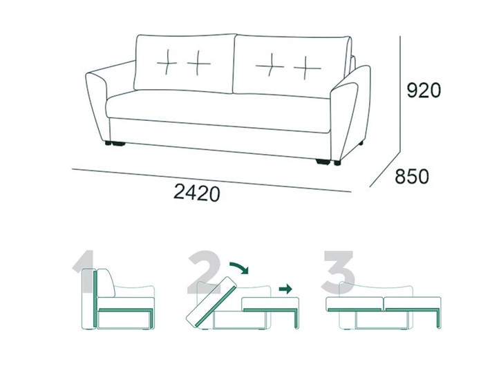 Прямой диван Мальта 1 К БД в Черкесске - изображение 5