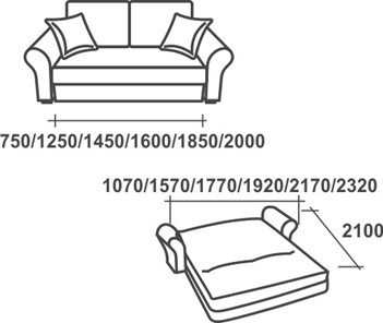 Прямой диван Аккордеон-1, 195 (прямые подлокотники) в Черкесске - предосмотр 2