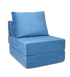 Бескаркасное кресло-кровать Окта, велюр синий в Черкесске
