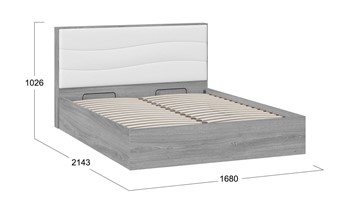 Кровать с подъемным механизмом Миранда тип 1 (Дуб Гамильтон/Белый глянец) в Черкесске - предосмотр 1