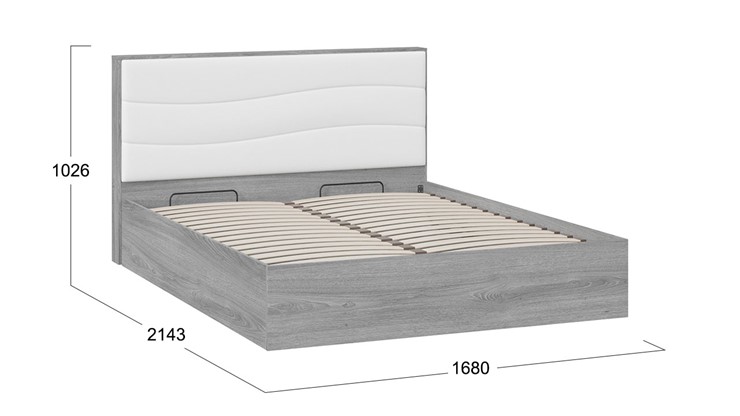 Кровать с подъемным механизмом Миранда тип 1 (Дуб Гамильтон/Белый глянец) в Черкесске - изображение 1