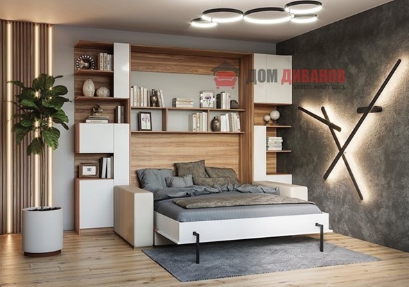 Кровать-шкаф с диваном Дина, 1400х2000 в Черкесске - изображение