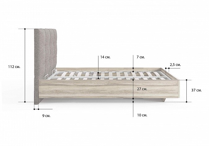 Двуспальная кровать с механизмом Victoria (ясень ориноко) 180х190 в Черкесске - изображение 1