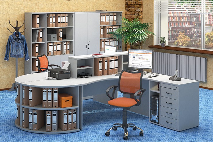 Комплект офисной мебели Moно-Люкс для 2 сотрудников с большим шкафом и тумбами в Черкесске - изображение